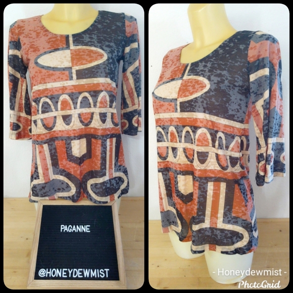 ❗$1 Bundled❗PAGANNE NWT Vintage Semi Sheer ¾ Sleeve Tunic - Picture 1 of 6